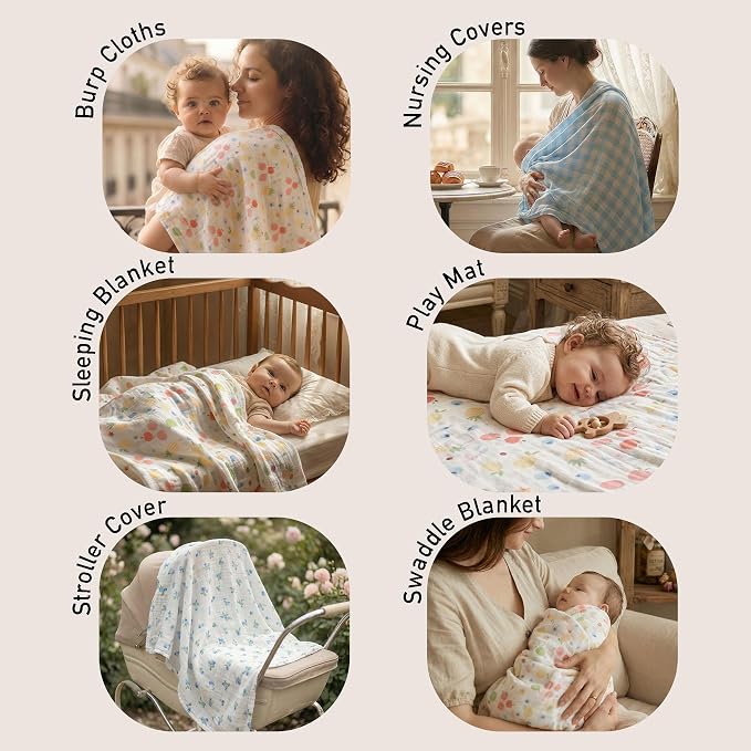 GLLQUEN BABY Muslin Swaddle Blankets 4Pk Receiving Blanket Large 35" x 40" | - Image 5