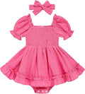 GRNSHTS Baby Girl Romper Dress, Puff Sleeve Smocked Outfit by GRNSHTS