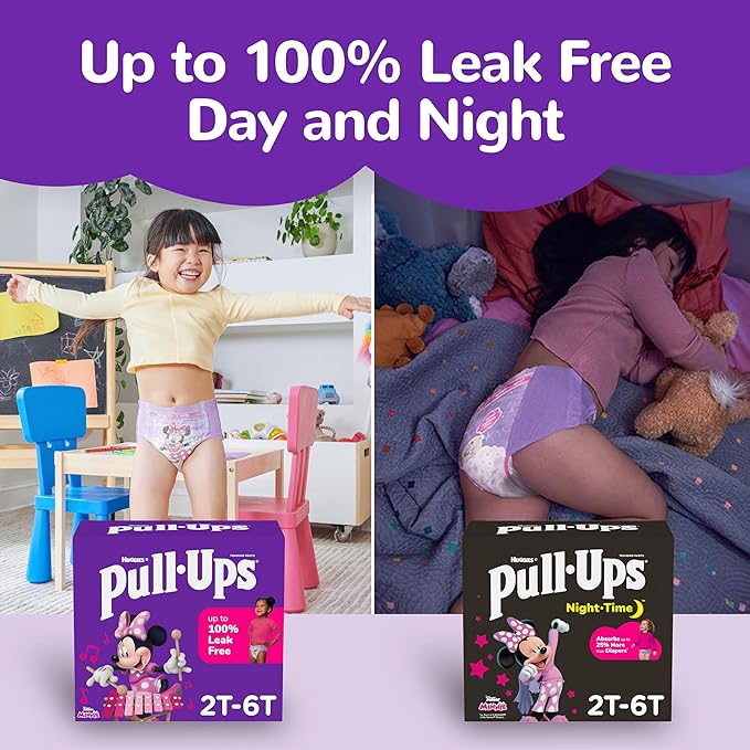 Pull-Ups Girls' Night-Time Potty Training Pants, Size 4T-5T Overnight Training Underwear (38-50 lbs), 52 Ct