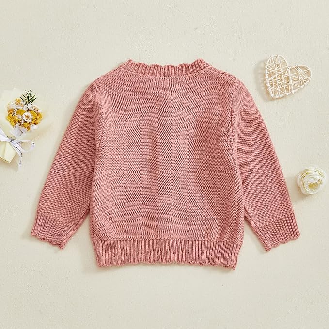 Baby Girl Cardigan Long Sleeve Button Up Sweater Toddler Girl Fall Outfits - Image 3
