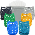 wegreeco Cloth Diapers 6 Pack with 6 Inserts & 1 Wet Bag, Washable Cloth Diapers for Babies, One Size Adjustable Reusable (Boy Prints 02)