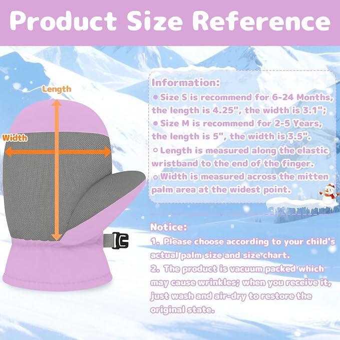 Olreco Baby Toddler Mittens Waterproof Infant Baby Winter Mittens Toddler Snow - Image 6