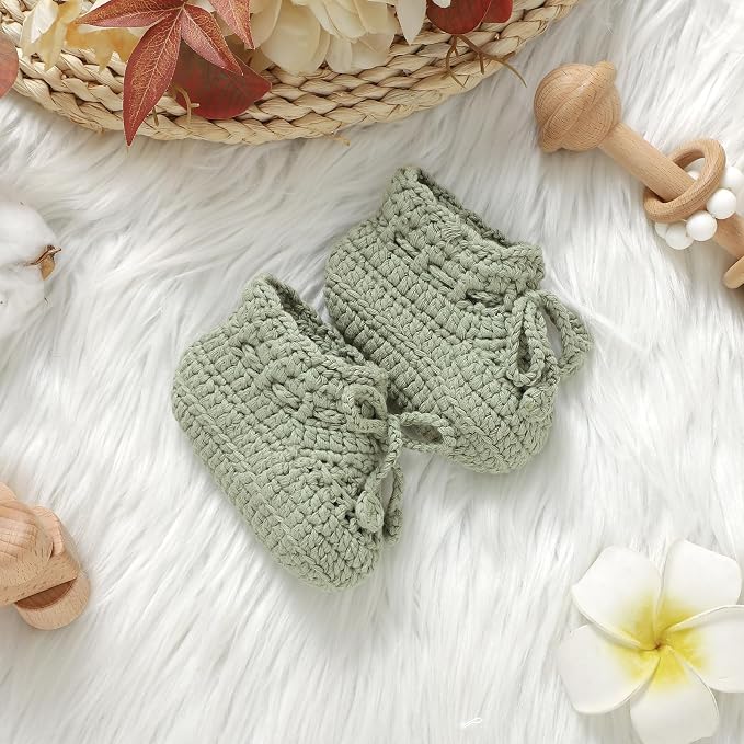 Hadetoto Baby Booties Hand Crochet Knit Cotton Bootie | Soft, Newborn First - Image 5