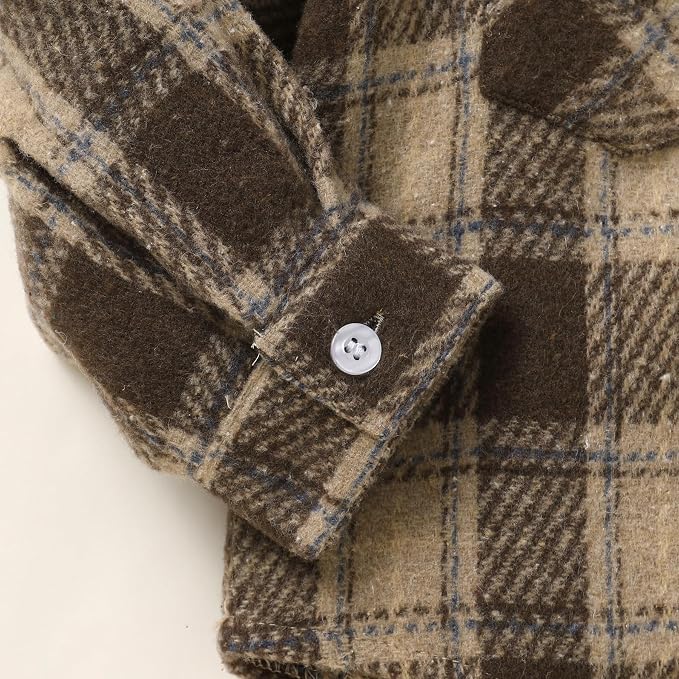 YOUNGER STAR Toddler Kids Boys Girls Flannel Hooded Plaid Shirt Button Baby Red - Image 2