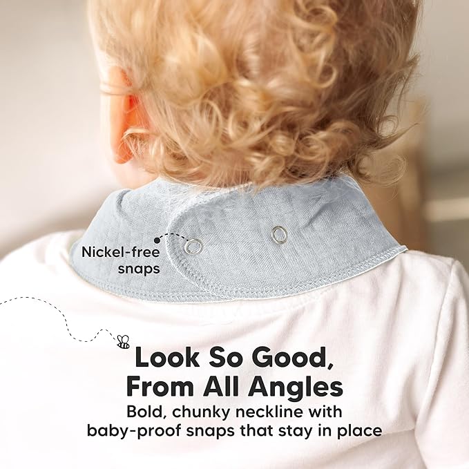 KeaBabies 8-Pack Bandana Bibs for Baby Girls, Boys - Organic Cotton Baby Bibs for Drooling & Teething Newborn, Toddler, Infant 0-36 months, Extra Soft, Absorbent Cloth with Snaps (Dew/Quin)