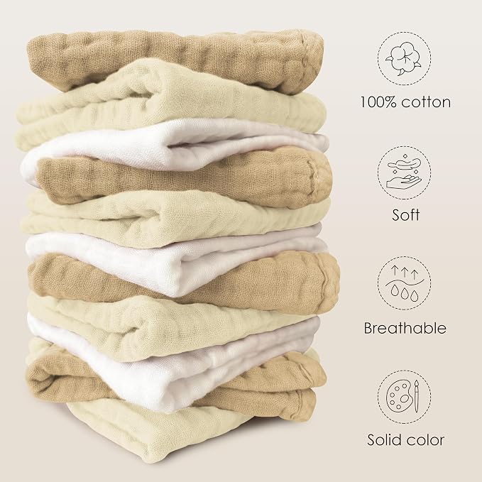 Sunny zzzZZ Baby Muslin Washcloths -100% Cotton Muslin Soft Baby Bath Wash - Image 5