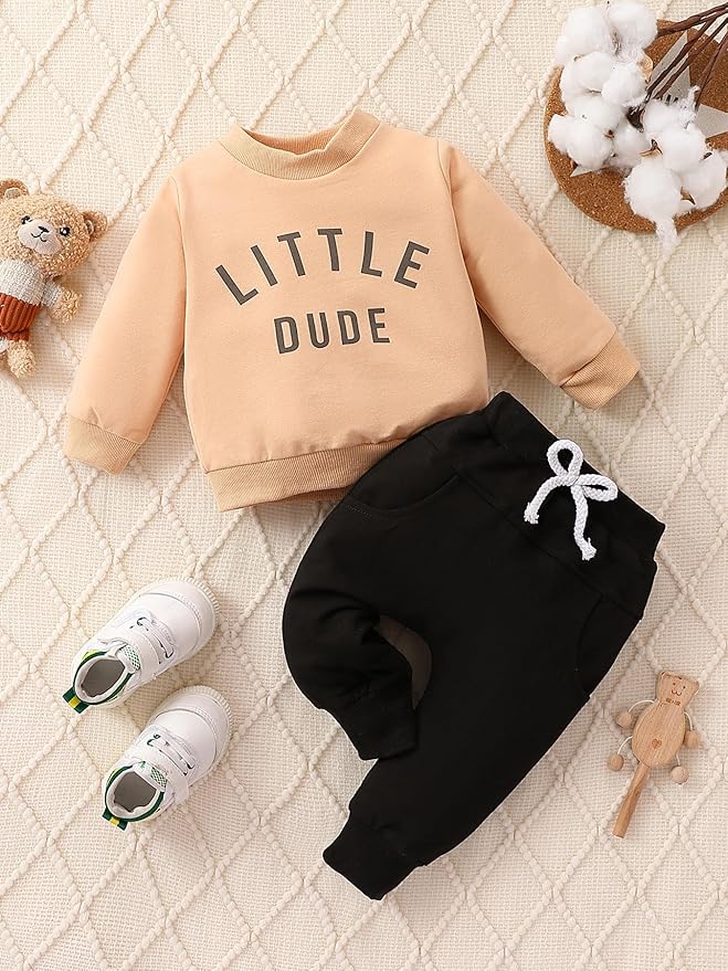 Toddler Baby Boy Fall Winter Clothes Crewneck Long Sleeve Sweatshirt Pullover Tops + Casual Pants Outfit Set