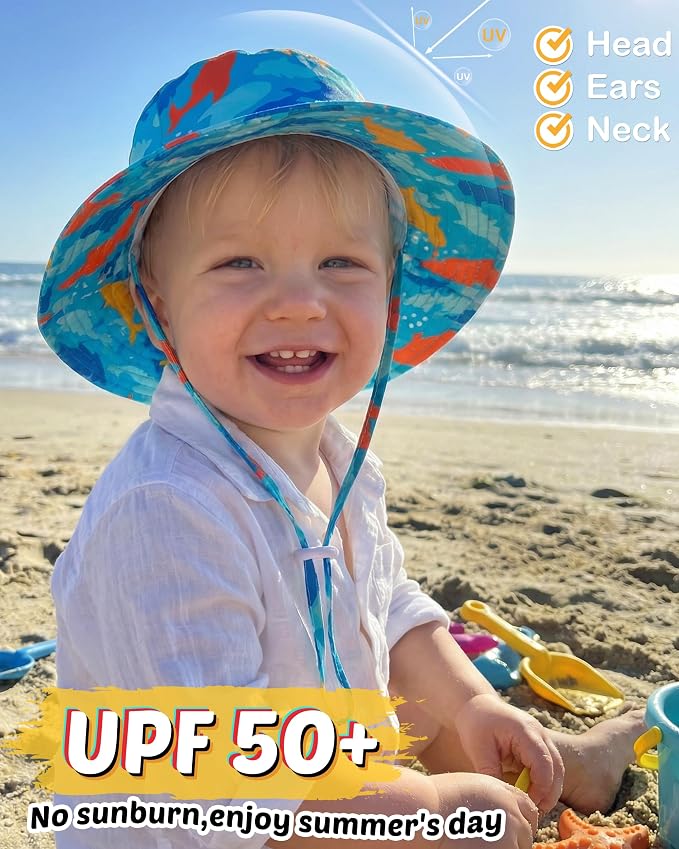 Baby Sun Hat Kids Summer Sun Protection Toddler Bucket Hat Wide Brim Adjustable - Image 5