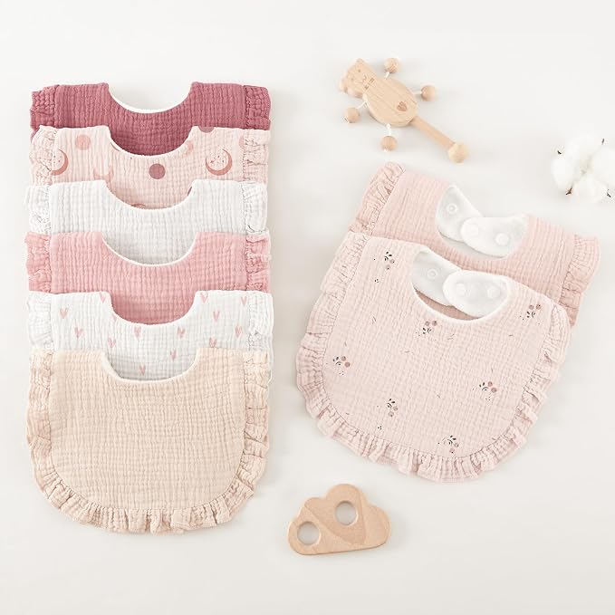 Bearmoss 8 Pack Muslin Baby Bibs - Image 7