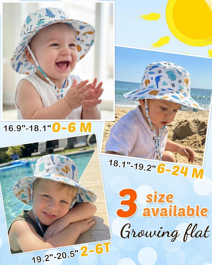 Baby Sun Hat Kids Summer Sun Protection Toddler Bucket Hat Wide Brim Adjustable - Image 4