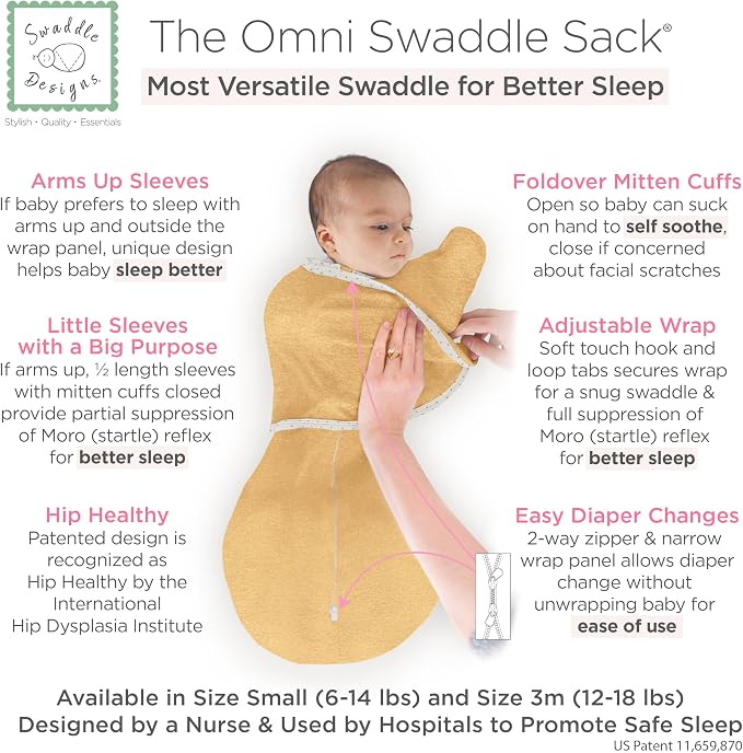 SwaddleDesigns 6-Way Omni Swaddle Sack, Arms Up Swaddle - Image 2