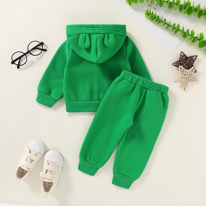 Happy Town Baby Clothes for Girls Boys Clothes Solid Color Zipper Hoodie and - Image 2