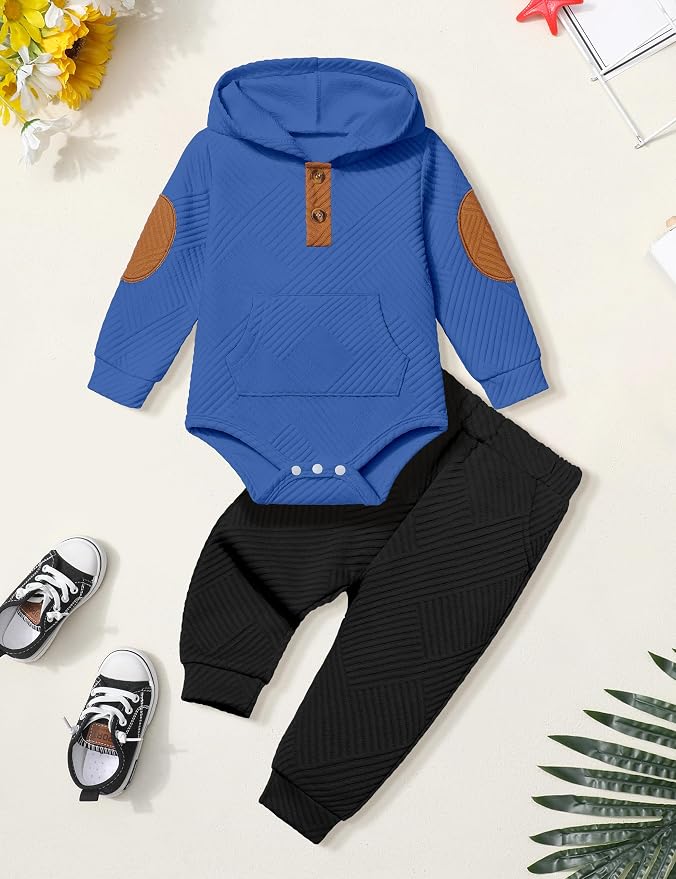 Fommy Baby Boy Clothes Colorblocked Long Sleeve Hoodie + Long Pants 2PCS Fall - Image 6