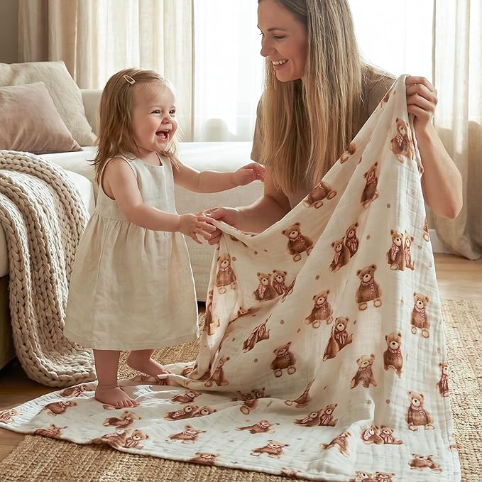 Muslin Swaddle Blankets for Newborn, Cotton Receiving Blanket | 4 Pack 100% - Image 6