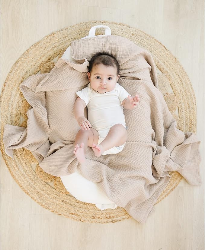 Konssy 3-Pack Muslin Baby Swaddle Blankets, 47 x 47 in Receiving Blankets | - Image 9