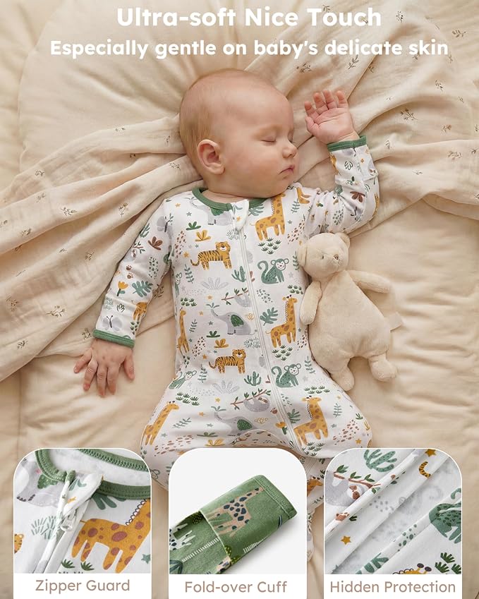 Baby Sleepers 100% Cotton Footie Pajamas, Newborn 0-3 3-6 6-9 Months - Image 4