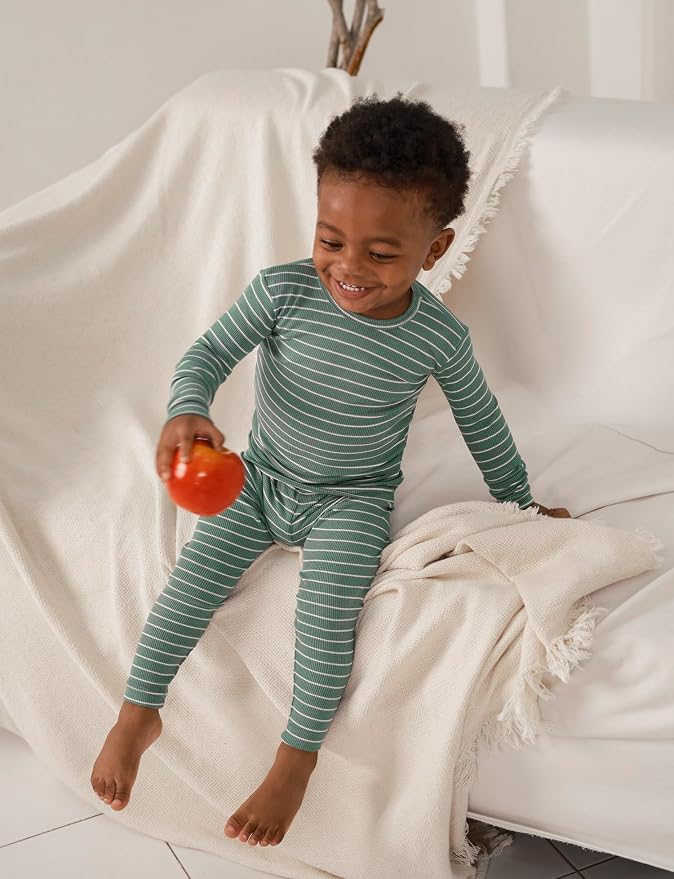 AVAUMA Stripe Pattern Baby Boys Girls Pajama Set Kids Toddler Snug fit Ribbed - Image 4