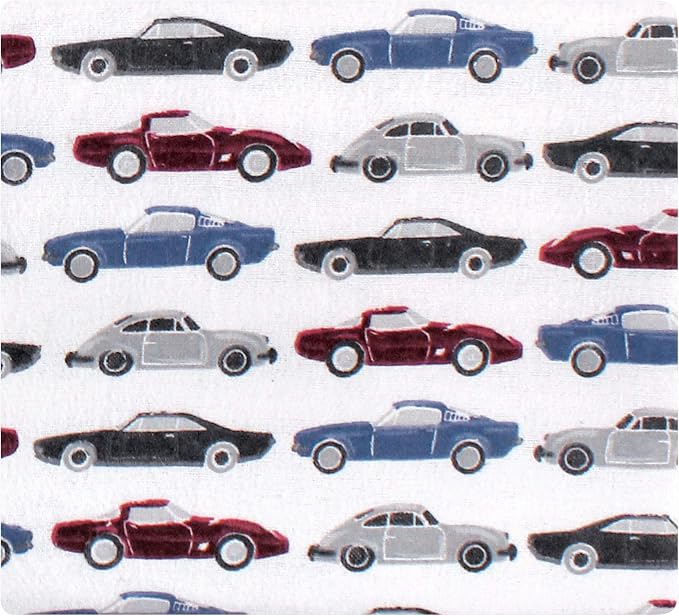 Hudson Baby Unisex Baby Cotton Flannel Receiving Blankets Bundle, Vintage Cars - Image 2