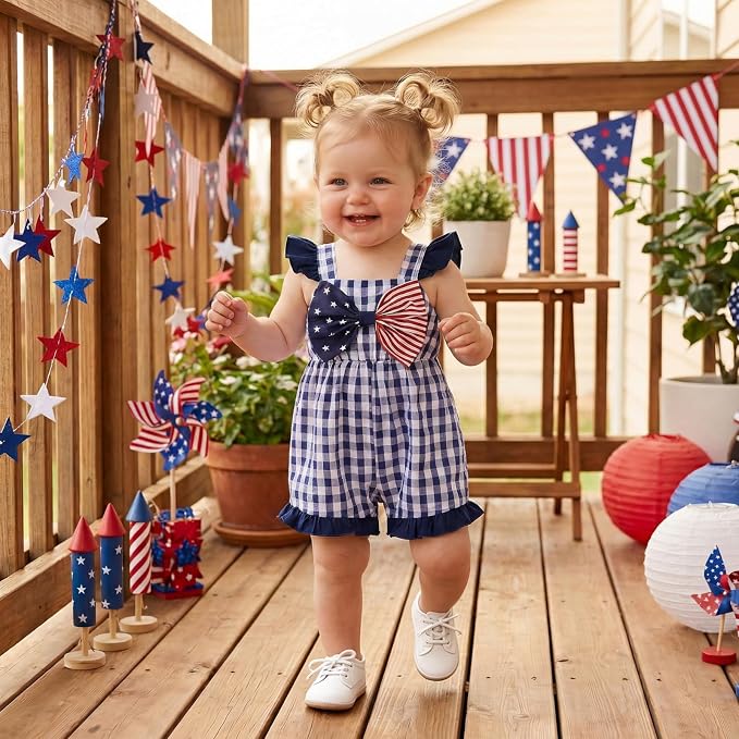 Little Girl Romper Toddler Overalls Summer Bow Jumpsuit Boho Outfit 6M-5T - Image 2
