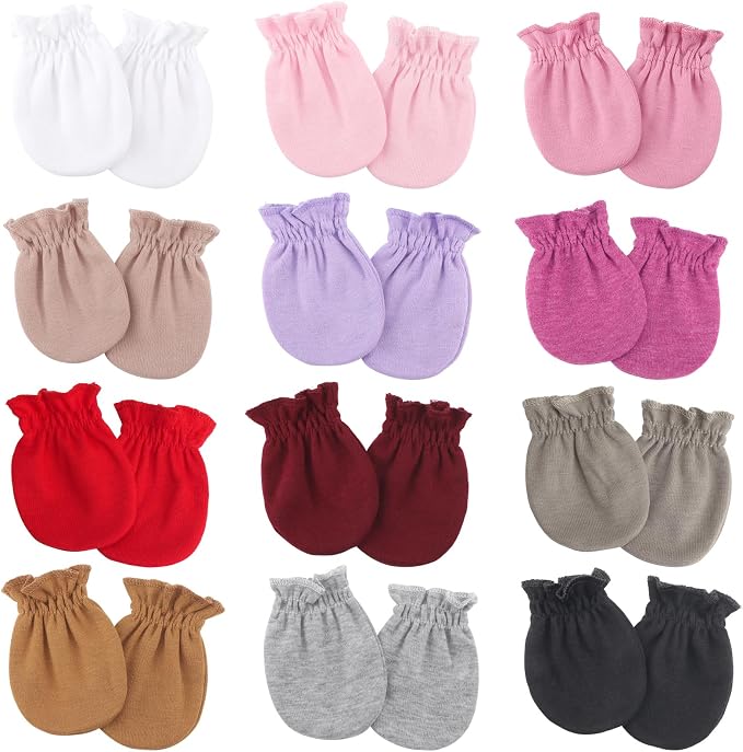 BQUBO 12 Pairs Baby Mittens Newborn Infant Mittens No Scratch Cotton Elastic by DRESHOW