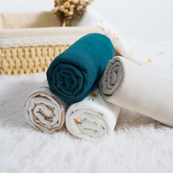Meracorallo Muslin Swaddle Blanket, 100% Cotton, Teal Blue | Soft Breathable - Image 7