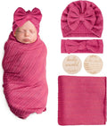 AQOKKA Newborn Receiving Blanket Wheat Ear Bow Hat Hairband Set by AQOKKA