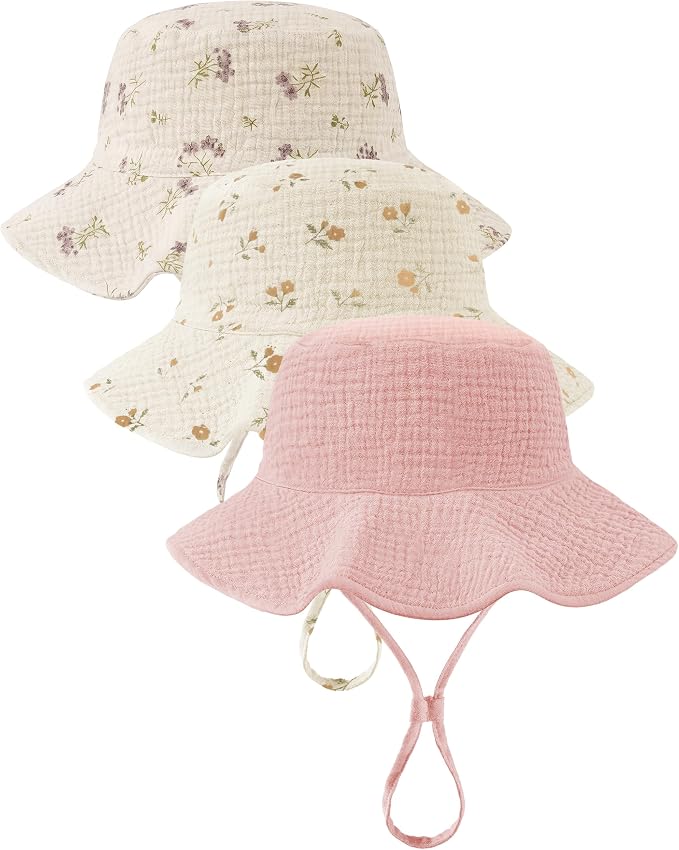 Muslin Baby Sun Hat Sun Protection Baby Toddler Bucket Hats by HONGTEYA
