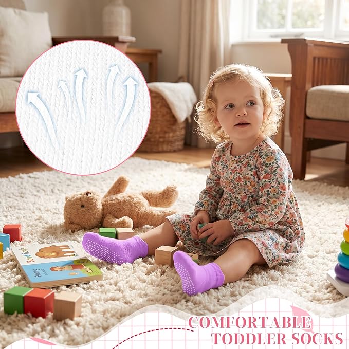 GRPSKCOS Non Slip Toddler Baby Socks 12 Pairs Anti Skid Ankle Socks - Image 4