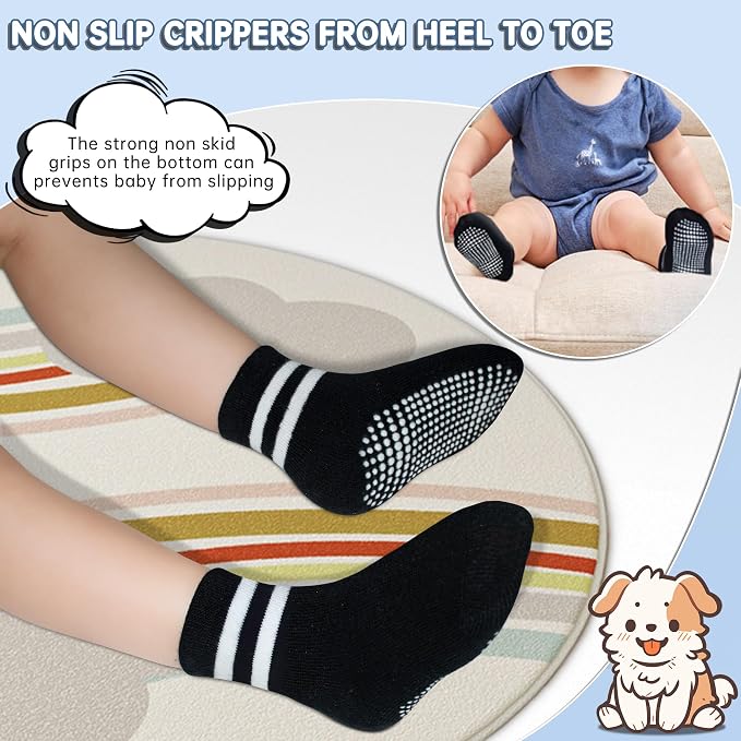 GRPSKCOS Baby Socks Non Slip 12 Pairs Toddler Anti Skid Socks - Image 3