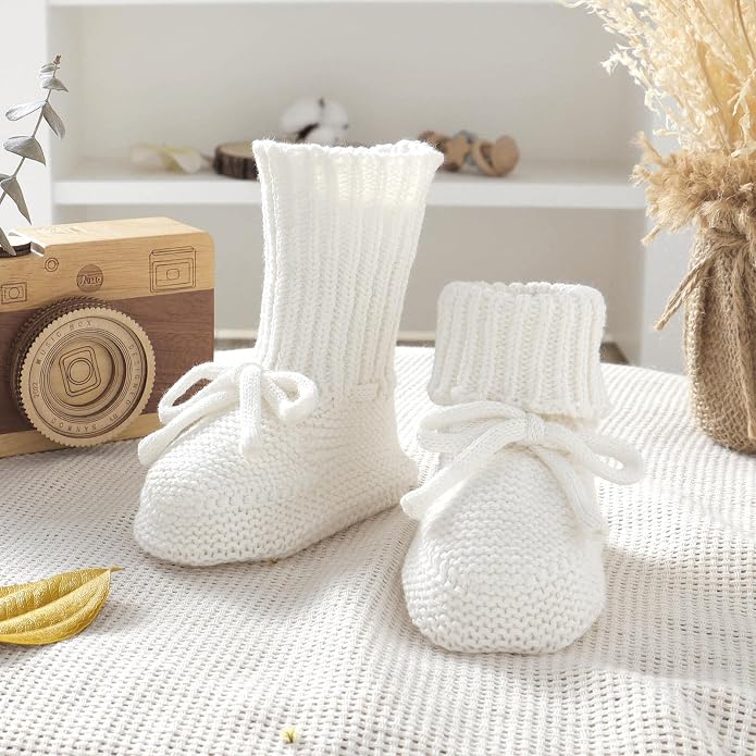 Hadetoto Baby Booties Cotton Newborn Boys Girls Shoes Knit Socks | Cozy Warm - Image 3