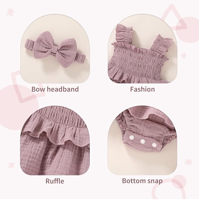 YOUNGER TREE Baby Girl Clothes Ruffle Romper Boho Dress Summer Cake Smash - Image 4