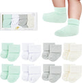8 Pairs Newborn Socks Thick Cotton Terry Turn Cuff Baby Socks 0-6 Months Cute by BebeFavour