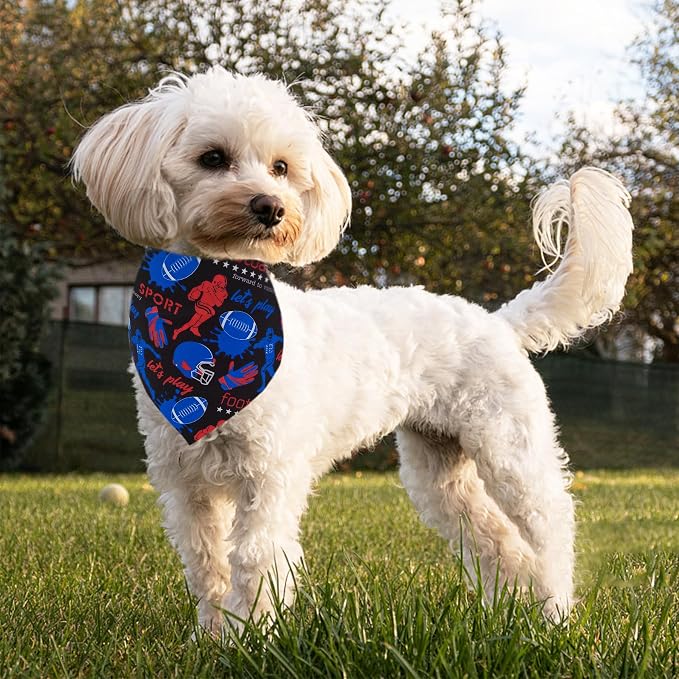 7 PCS Football Dog Bandanas for Small Dogs Stitching Edge Dog Bandana for Puppy - Image 5