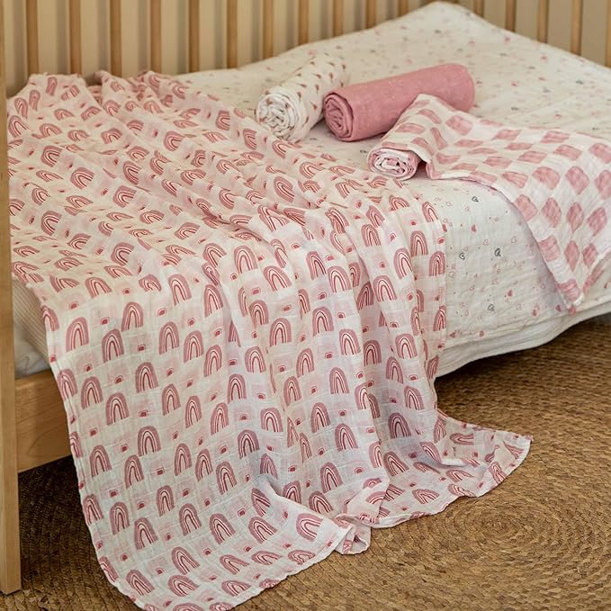 Muslin Swaddle Blankets for Newborn, Cotton Receiving Blanket | 4 Pack 100% - Image 3