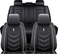 Leather Car Seat Covers Fit for LR LR4 2009-2016, 5 Seater Waterproof and Wear-Resistant Seat Cover Interior Accessories(Full Set,Black&White)