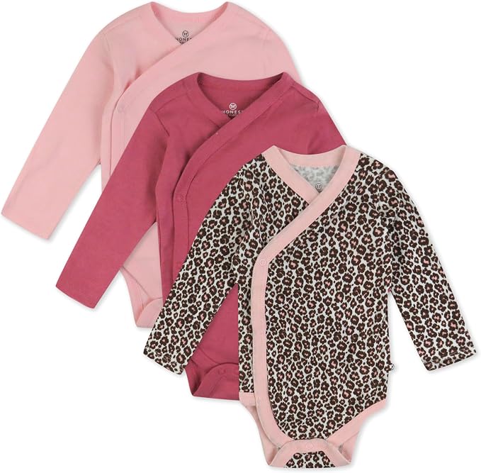 HonestBaby Baby 3-pack Long Sleeve Side-snap Kimono Bodysuits Organic Cotton by HonestBaby