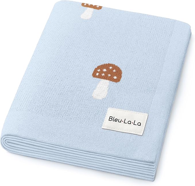 Mushroom Baby Blanket for Boys 100% Cotton Buttery Soft Cozy Receiving Swaddle by BleuLaLa
