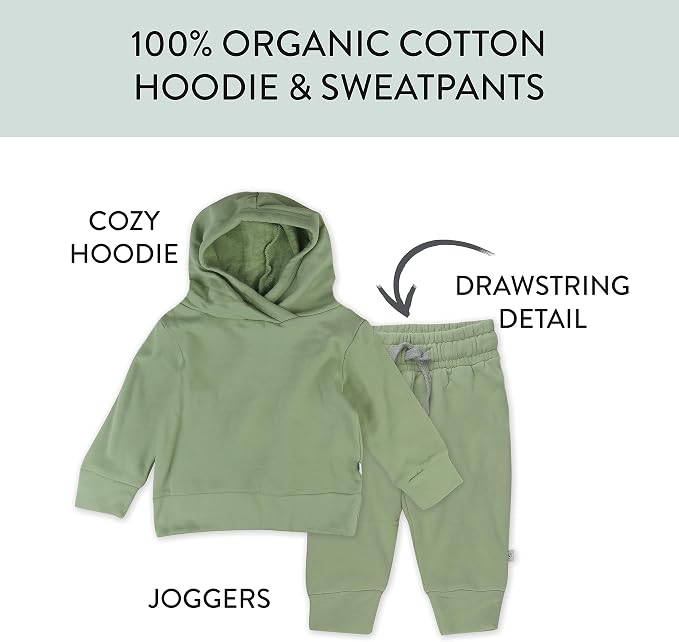 HonestBaby unisex-baby Light Weight Hoodie & Sweatpant Set 100% Organic Cotton - Image 2