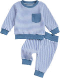 Toddler Baby Boy Fall Clothes Waffle Outfit Long Sleeve Color Blocking Sweatshirt Pullover Jogger Pant Set