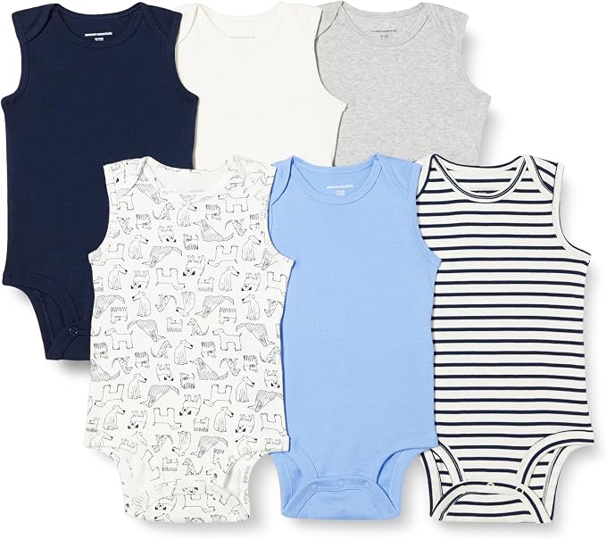 Amazon Essentials Unisex Babies' Sleeveless Cotton Rib Bodysuits by AmazonEssentials