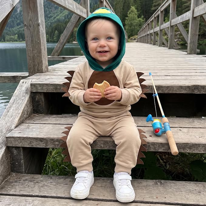 Infant Baby Boy Fall Winter Clothes Outfit Hooded Long Sweatshirt Pant Set - Image 5