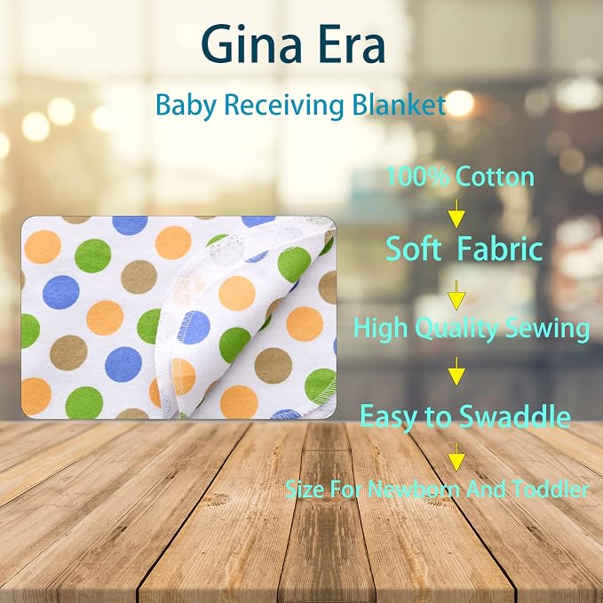 Gina Era Flannel Receiving Blankets, Baby Swaddle Blankets 100% Cotton 4 Pcs - Image 2