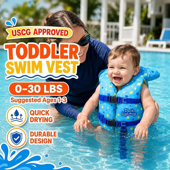 Dark Lightning USCG Approved Infant Life Jacket 0-30 lbs, Toddler Swim Vest and - Image 5