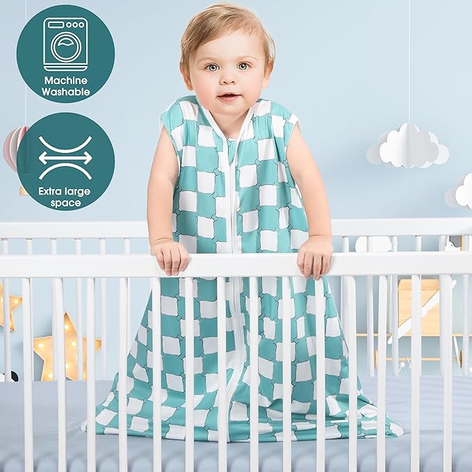 Baby Sleep Sack 18-24 Months 3 Pack Baby Wearable Blanket 100% Rayon Cotton 2-Way Zipper Toddler Sleeping Sack .Comfy Soft Lightweight TOG 0.3 (Bohemia&Checkered&Blue)
