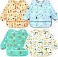 Accmor 4 Pack Long Sleeve Bibs, Baby Smock Waterproof Full Sleeved Bib by Accmor