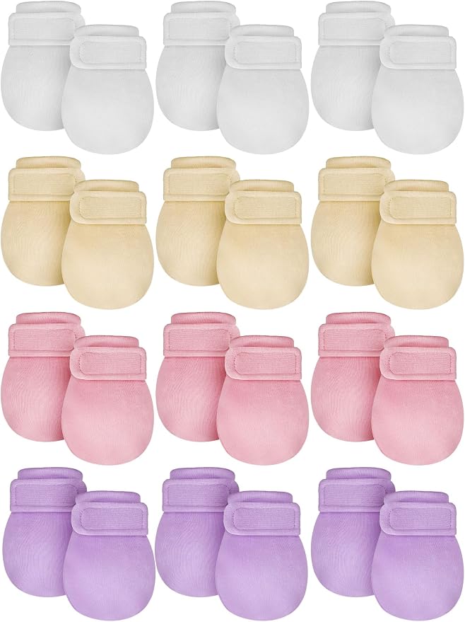 Newcotte 12 Pairs Adjustable Preemie Baby Mittens | No Scratch Newborn Cotton by Newcotte