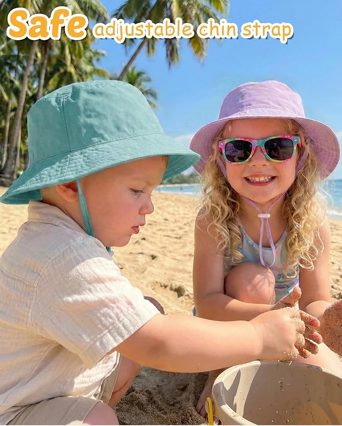 Baby Sun Hat Kids Summer Sun Protection Toddler Bucket Hat Wide Brim Adjustable - Image 6