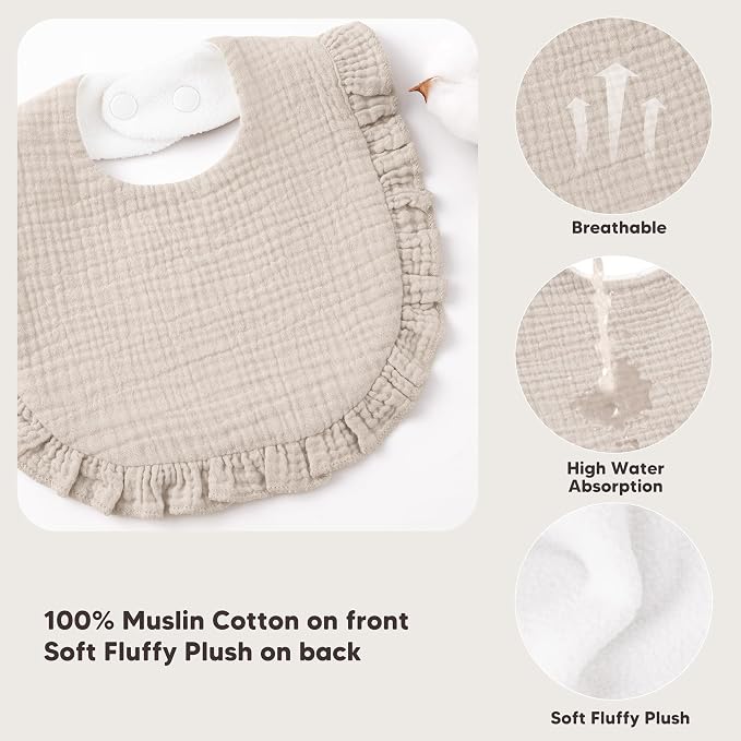 Bearmoss 8 Pack Muslin Baby Bibs - Image 4