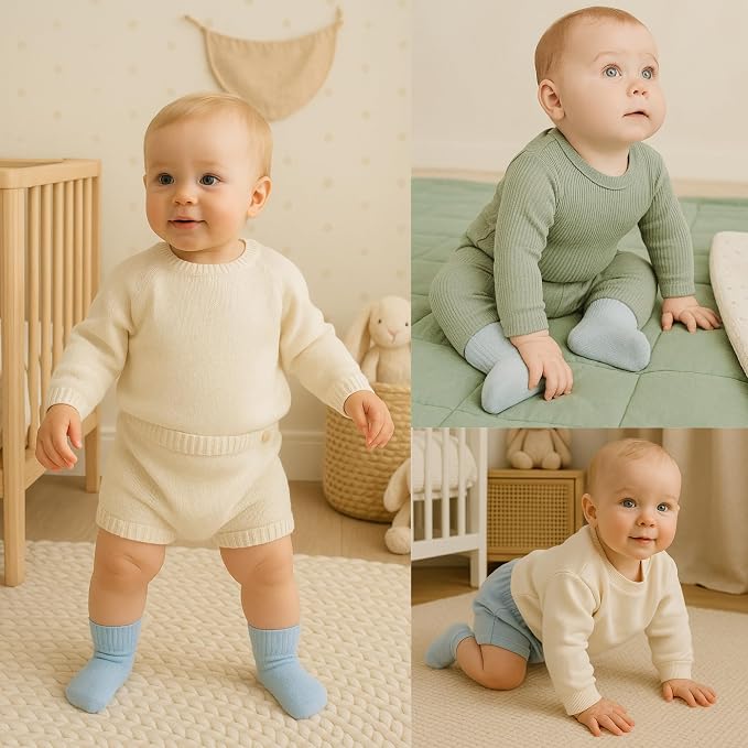 bistyle Baby Grip Ankle Socks 6 Pairs | Newborn Infant Toddlers Sock Organic - Image 2