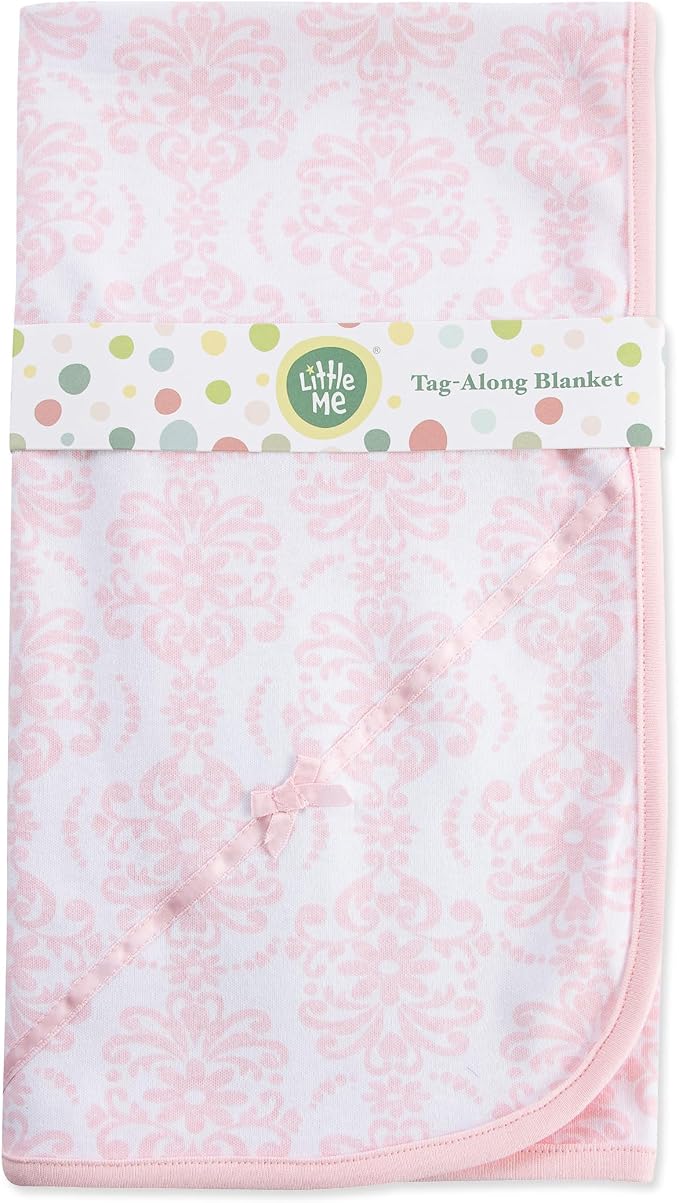 Little Me Blankets for Baby Girls' Damask Scroll Swaddling Receiving Blanket by LittleMeChildrensApparel